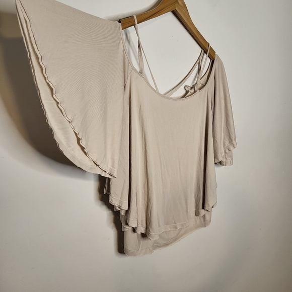 🔥ABSOLUTE FINAL!💲⬇️Free People Cold Shoulder Styled Blouse, Size L ~ EUC - Picture 3 of 11